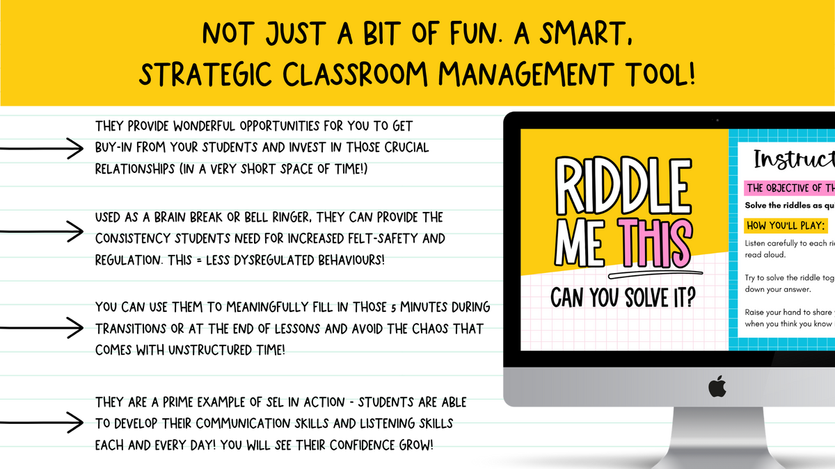 Riddle Me This! 150+ Brain Teasers | Brain Breaks, Bell Ringers | 3 Difficulty Levels!