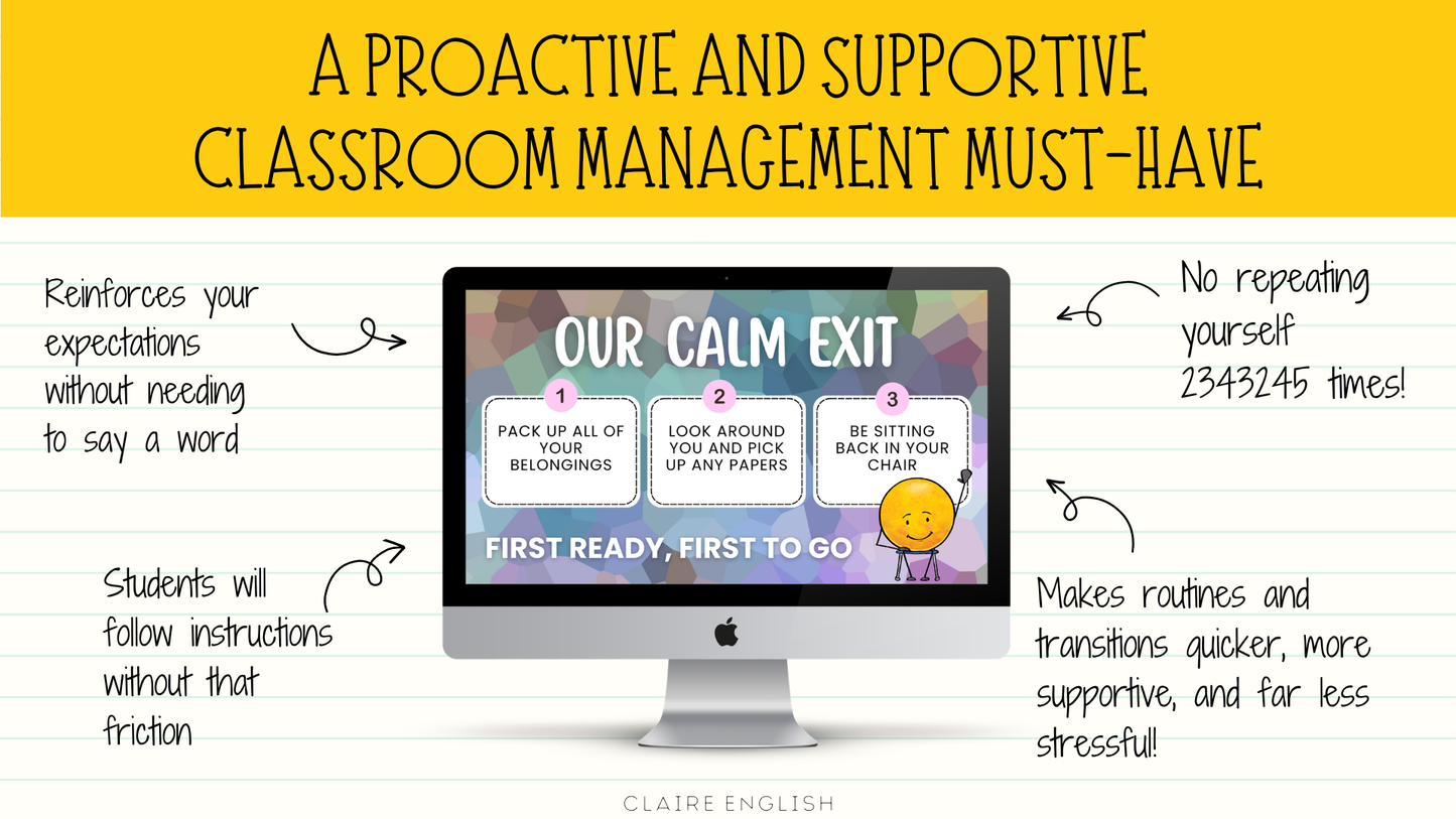40 Editable Classroom Routine / Transition Slides | Entry, Group Work, Pack-Up, Exit + MORE