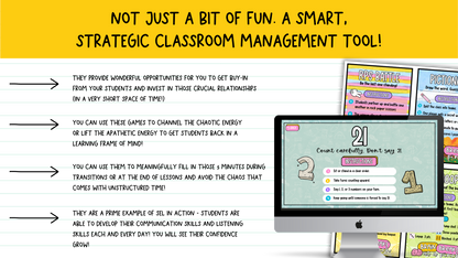 50 Brain Breaks at a Pinch | Engaging Zero-Prep Classroom Games Cards + Slides
