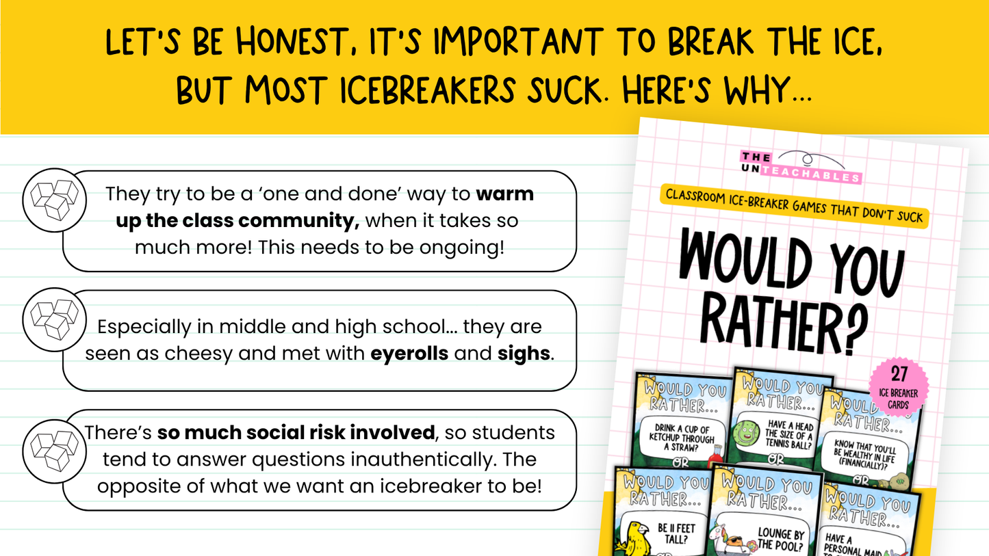 Would You Rather Card Game: Back to School Icebreaker Activity and Brain Breaks