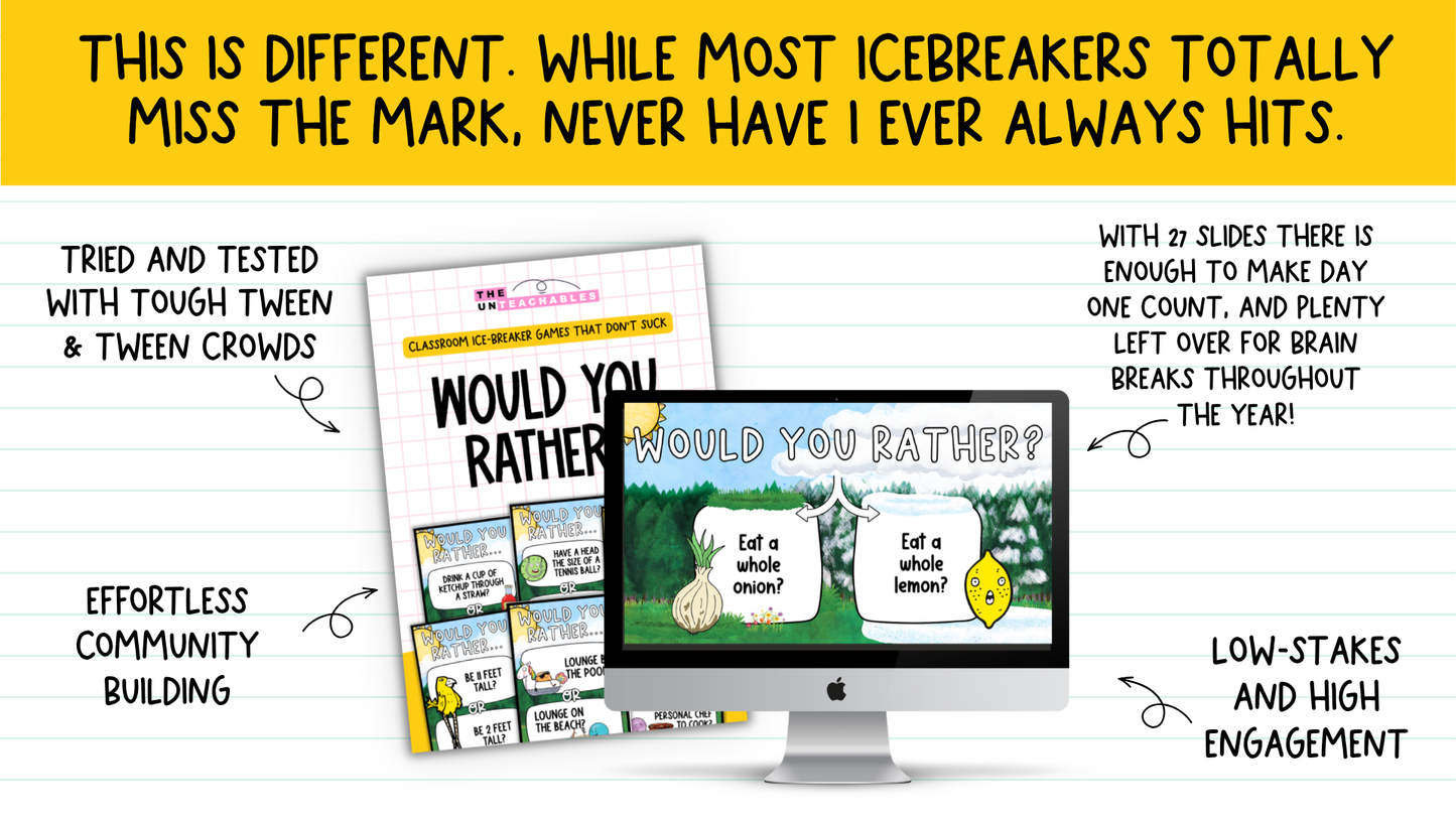 Would You Rather Card Game: Back to School Icebreaker Activity and Brain Breaks