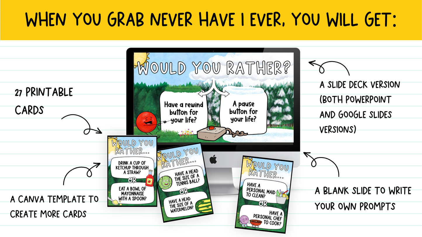 Would You Rather Card Game: Back to School Icebreaker Activity and Brain Breaks