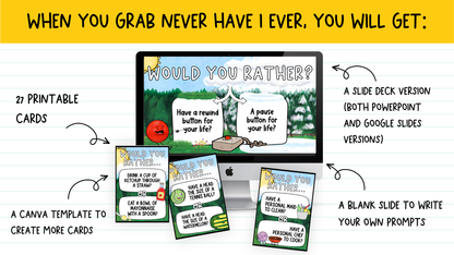 Would You Rather Card Game: Back to School Icebreaker Activity and Brain Breaks