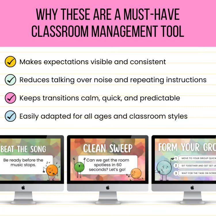 20 Editable Classroom Transition Slides | Visuals for Movement, Pack-Up + MORE