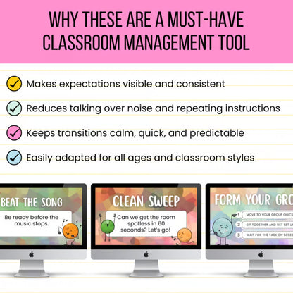 20 Editable Classroom Transition Slides | Visuals for Movement, Pack-Up + MORE