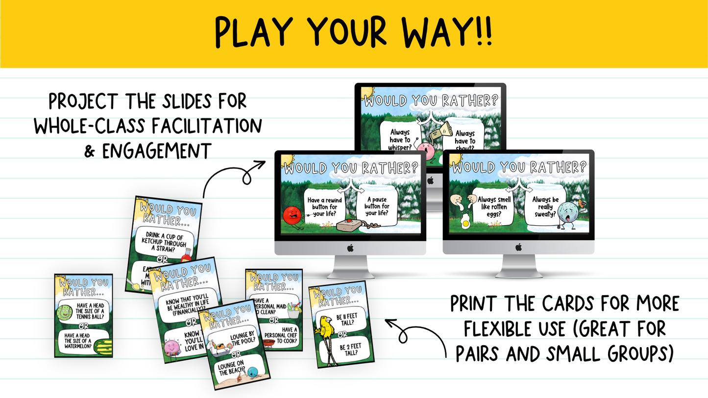 Would You Rather Card Game: Back to School Icebreaker Activity and Brain Breaks
