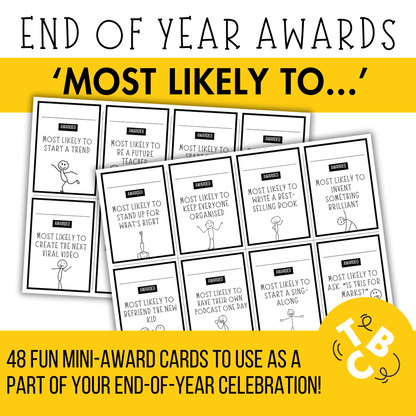 48 Fun End of Year Student Superlative Awards! | Printable Class Certificates