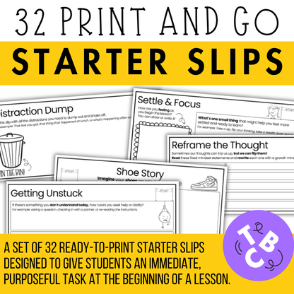 32 Print-and-Go Starter Slips | Engaging Bell Ringers / Do Nows for Any Subject