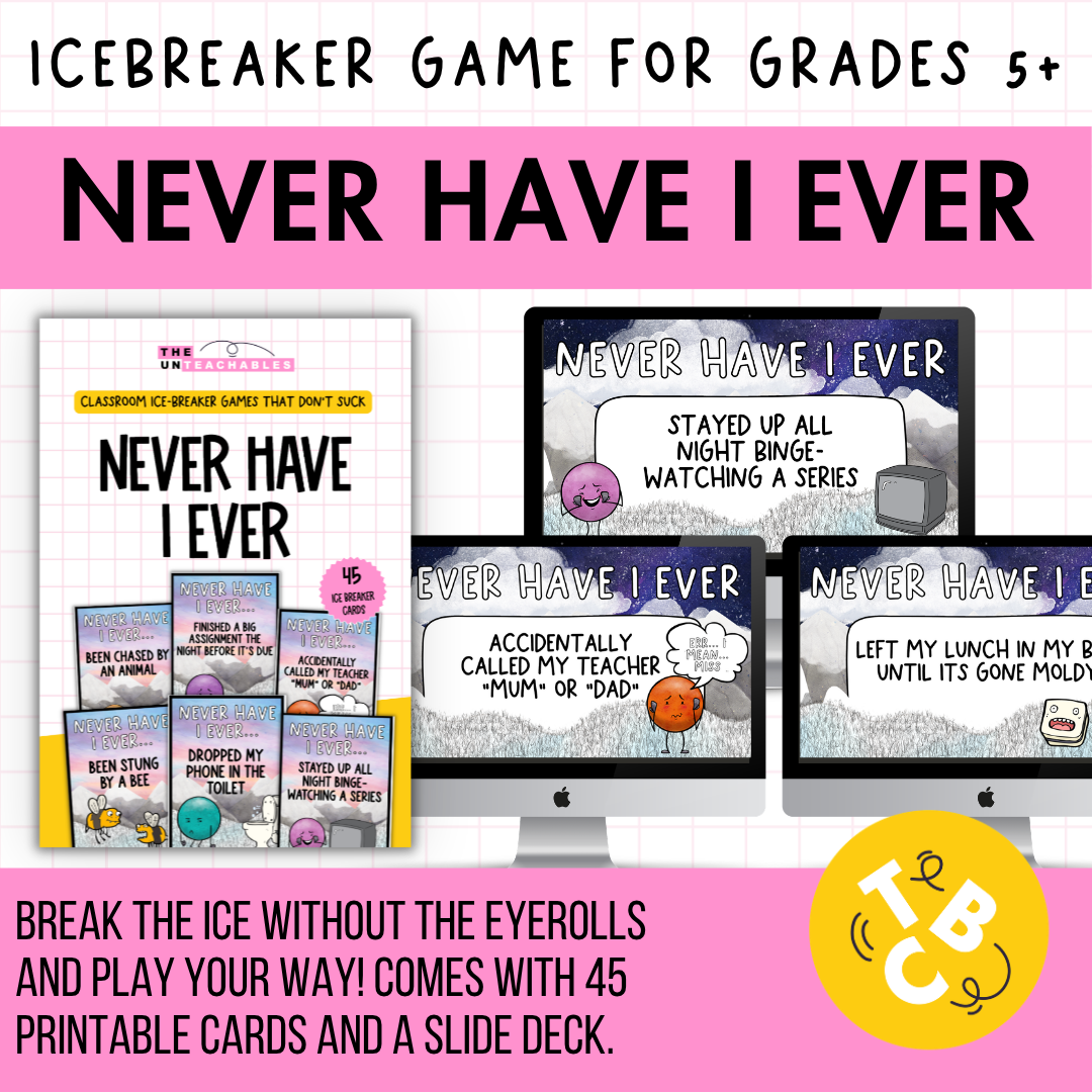 Never Have I Ever Card Game: Back to School Icebreaker Activity and Brain Breaks