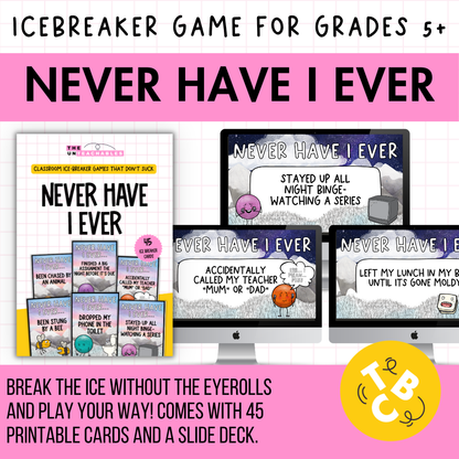 Never Have I Ever Card Game: Back to School Icebreaker Activity and Brain Breaks