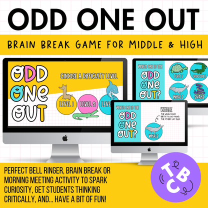 ODD ONE OUT! 70 Slides! An Engaging Brain Break, Bell Ringer, Game | Grades 5+