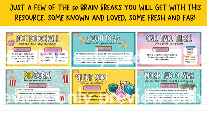 50 Brain Breaks at a Pinch | Engaging Zero-Prep Classroom Games Cards + Slides