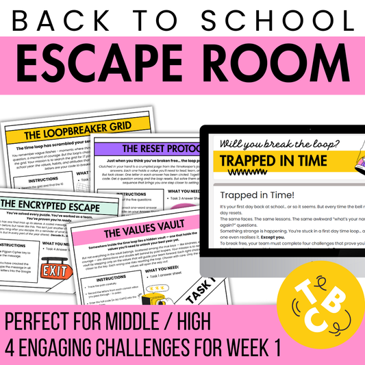 Back to School Escape Room for Middle / High | First Week Team Building & Values