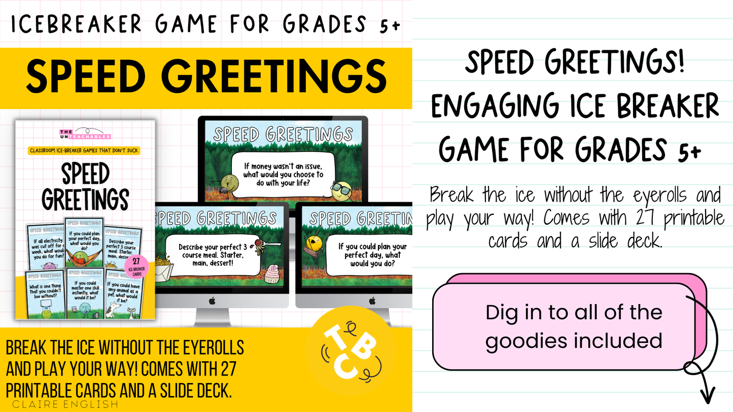 Speed Greetings Card Game: Back to School Icebreaker Activity and Brain Breaks