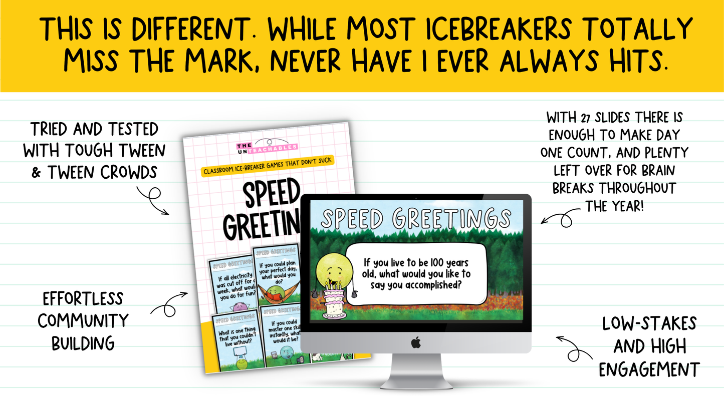 Speed Greetings Card Game: Back to School Icebreaker Activity and Brain Breaks