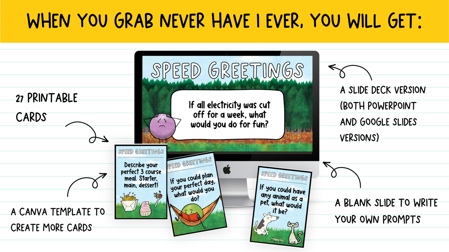 Speed Greetings Card Game: Back to School Icebreaker Activity and Brain Breaks