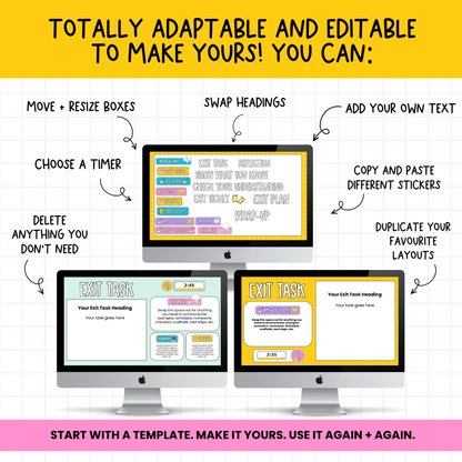 Exit Task Templates | 6 Editable Exit Ticket & Lesson Wrap-Up Slides. ALL GRADES & SUBJECTS