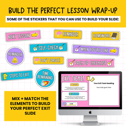 Exit Task Templates | 6 Editable Exit Ticket & Lesson Wrap-Up Slides. ALL GRADES & SUBJECTS