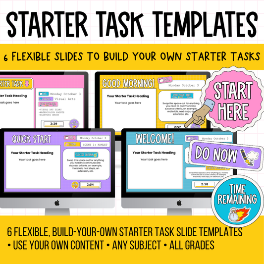 6 Editable Starter Slide Templates | Bell Ringer | Do Now | ANY GRADE & SUBJECT