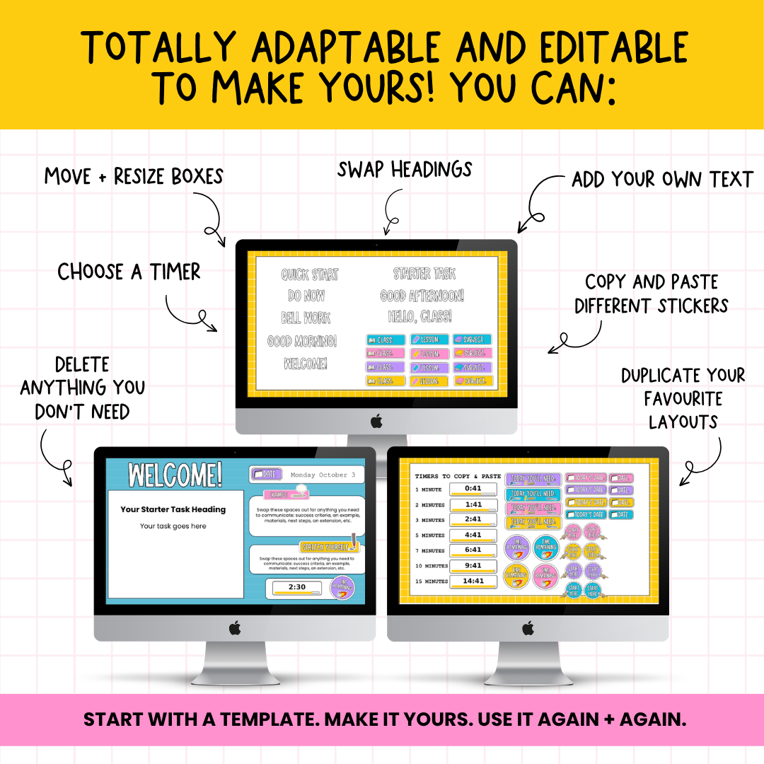 6 Editable Starter Slide Templates | Bell Ringer | Do Now | ANY GRADE & SUBJECT