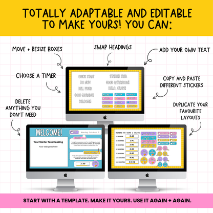 6 Editable Starter Slide Templates | Bell Ringer | Do Now | ANY GRADE & SUBJECT