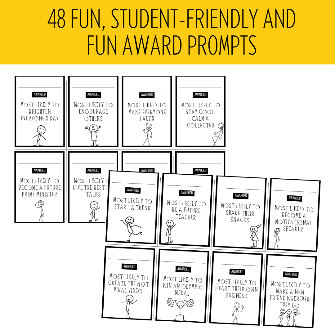 48 Fun End of Year Student Superlative Awards! | Printable Class Certificates