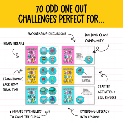 ODD ONE OUT! 70 Slides! An Engaging Brain Break, Bell Ringer, Game | Grades 5+