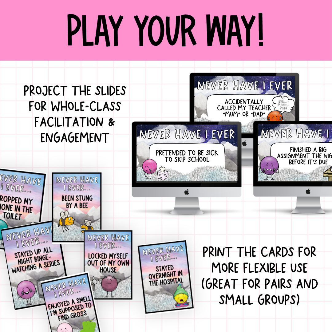 Never Have I Ever Card Game: Back to School Icebreaker Activity and Brain Breaks