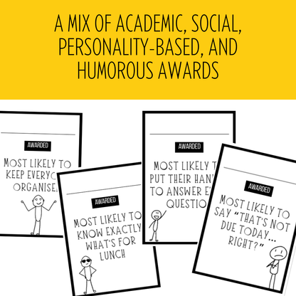 48 Fun End of Year Student Superlative Awards! | Printable Class Certificates