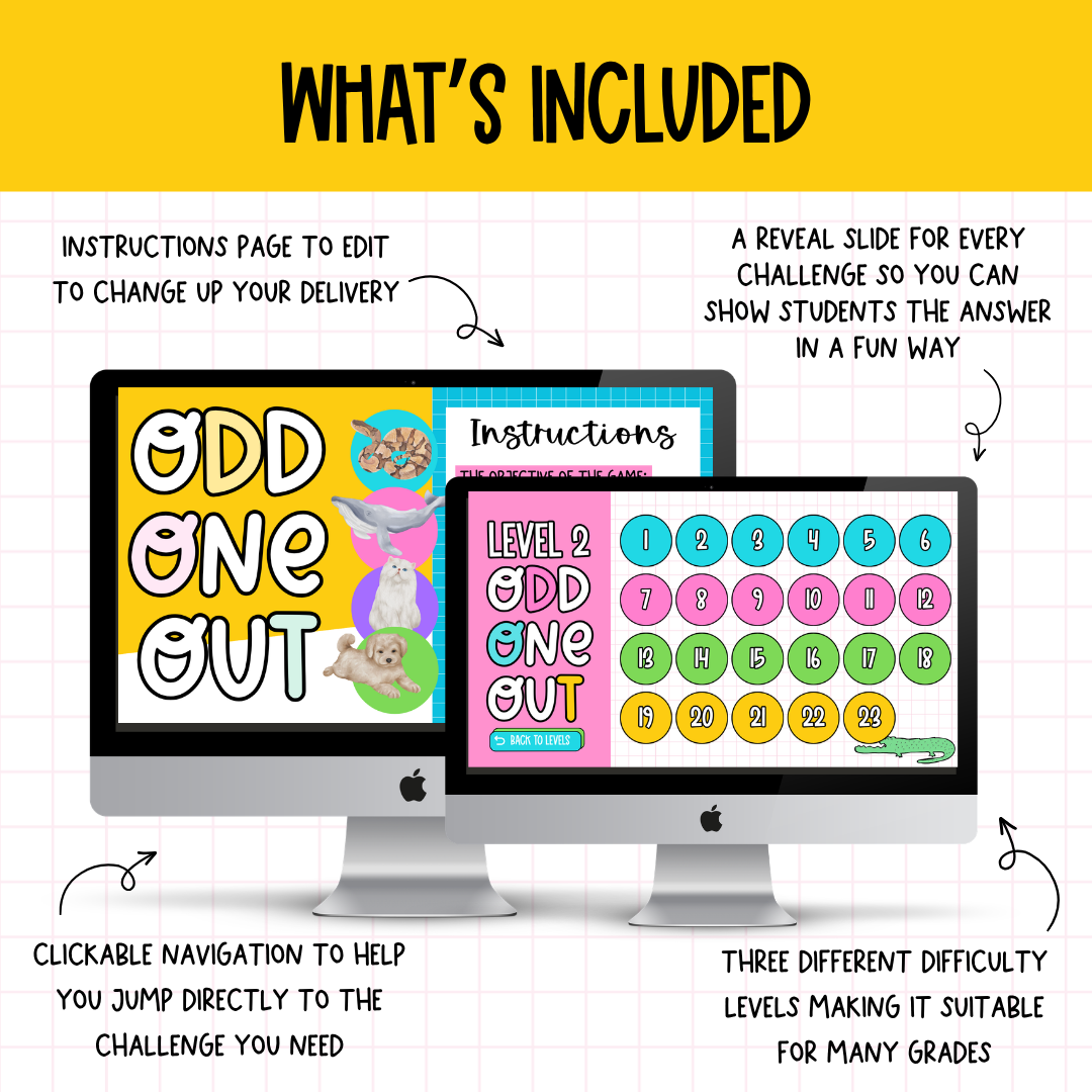 ODD ONE OUT! 70 Slides! An Engaging Brain Break, Bell Ringer, Game | Grades 5+