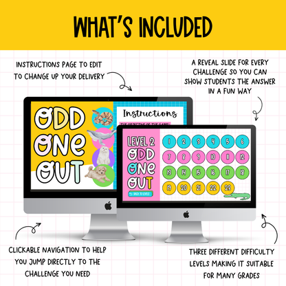 ODD ONE OUT! 70 Slides! An Engaging Brain Break, Bell Ringer, Game | Grades 5+