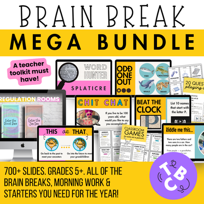 The Brain Break MEGA Bundle | 700+ Engaging Questions, Activities, Slides and Prompts | Includes the Regulation Rooms as a bonus!